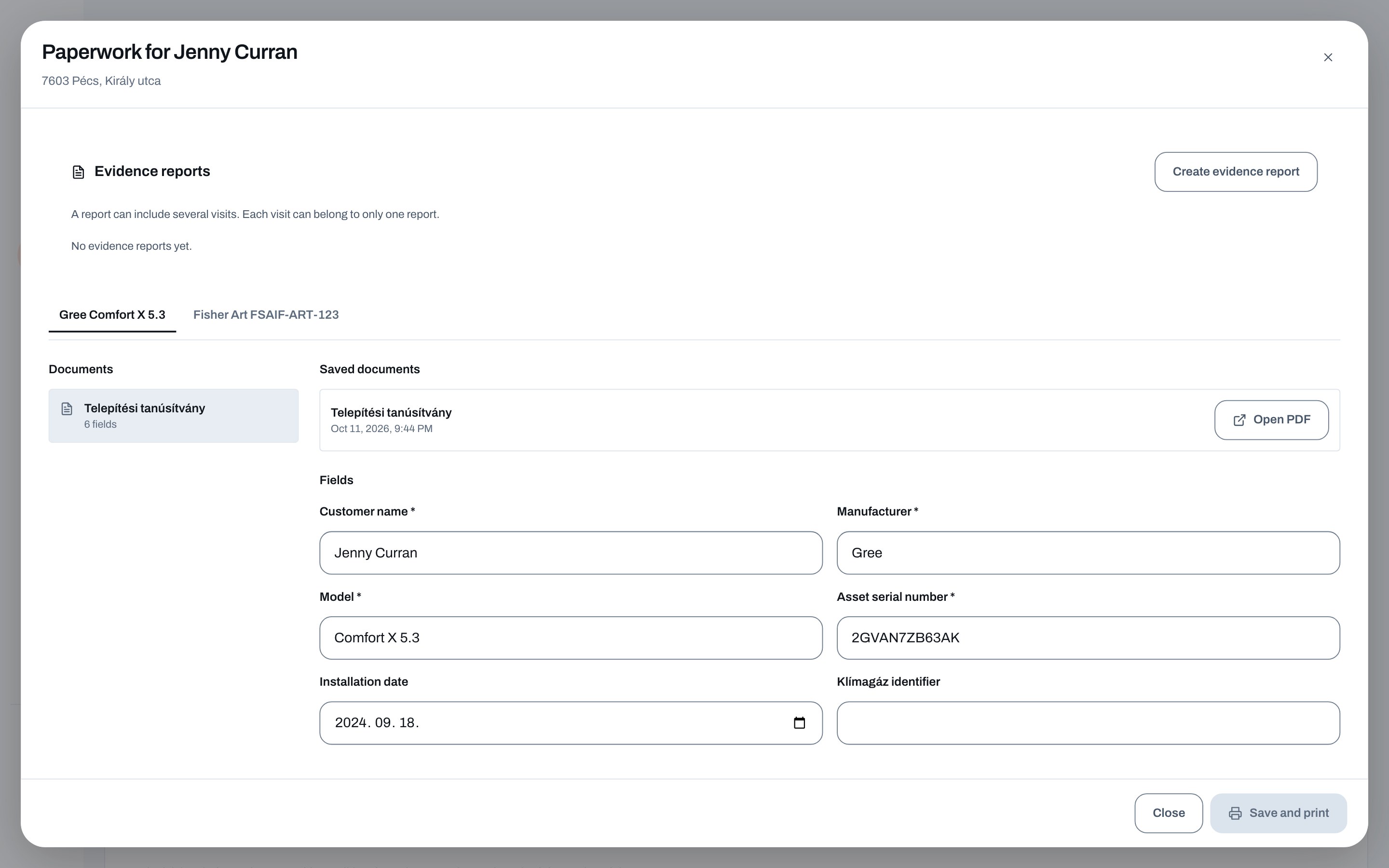 Closing the job and recording service details